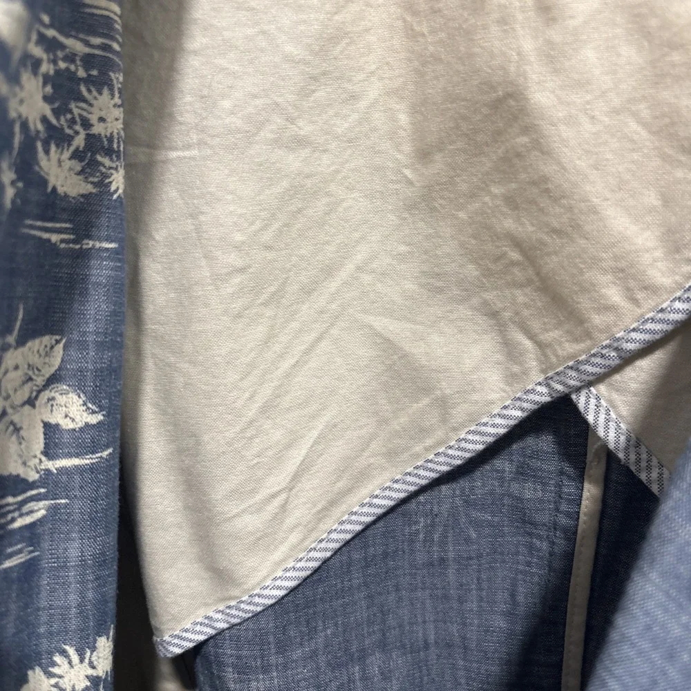 Tommy Hilfiger Mens Large Sport Coat Blazer Blue Hawaiian Floral Logo Preppy